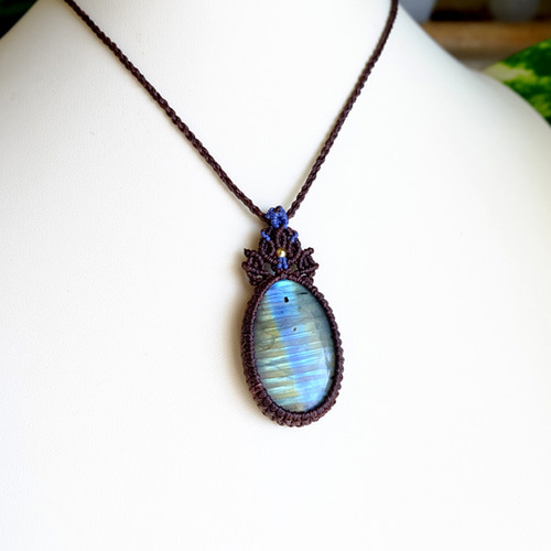 #1387 ♡マラカイト&ラピスラズリ天然石♡マクラメネックレス ペンダント 1387 ♡マラカイト&ラピスラズリ天然石♡マクラメネックレス