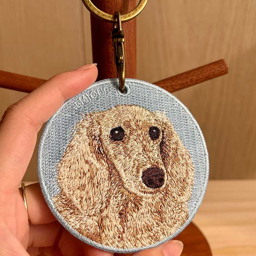 キーホルダー 犬 刺繍 ワッペン イヌ チャーム ダックスフンド