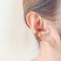 ❤️お得セット❤️  べっ甲カラー　樹脂　イヤーカフ　　　　　Cフープ　両耳用♪ 3枚目の画像