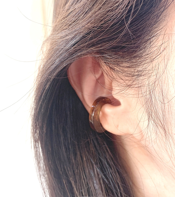 ❤️お得セット❤️  べっ甲カラー　樹脂　イヤーカフ　　　　　Cフープ　両耳用♪ 4枚目の画像