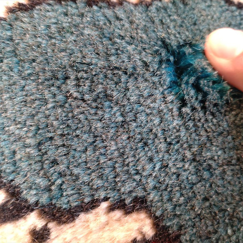 ペルシャ トライバルラグ 100x66cm アマレバフト ベージュ 青緑色