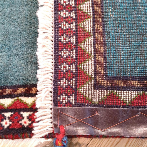 ペルシャ トライバルラグ 100x66cm アマレバフト ベージュ 青緑色