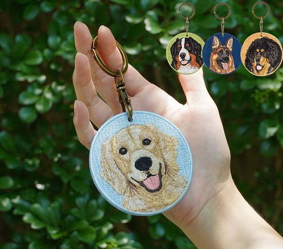 キーホルダー 犬 刺繍 チャーム ゴールデンレトリーバー キーホルダー 犬 刺繍 チャーム ゴールデンレトリーバー