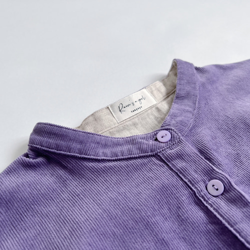 コーデュロイシャツ☆3色入り】定番の小さなスタンド襟シャツ*カーキ