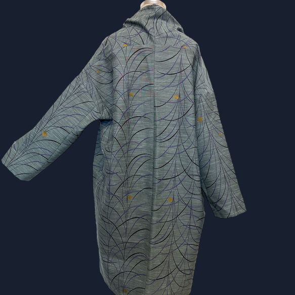秋冬 ランクアップコーデ 着物ガウン カーディガン 着物リメイク コート 着物 和柄 フリーサイズ Ｊ51006 7枚目の画像