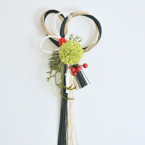 水引リース(ふたば) お正月飾り ダークグリーン＆ゴールド ver.2024