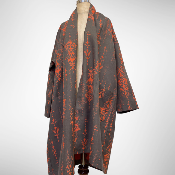 秋冬 ランクアップコーデ 着物ガウン カーディガン 着物リメイク コート 着物 和柄 フリーサイズ Ｊ51004 3枚目の画像