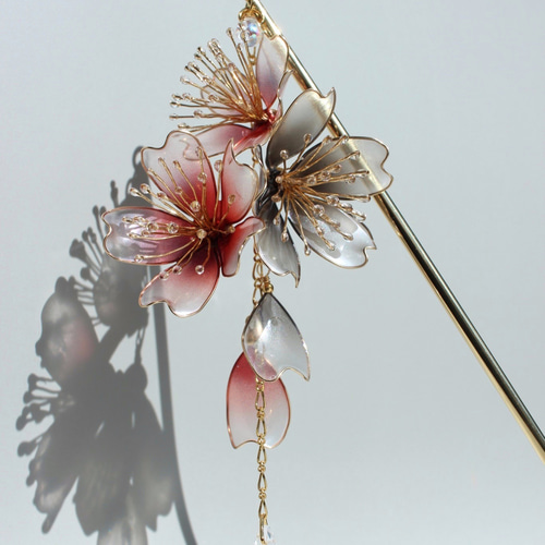 【豪華】ディップアート　簪　キラキラ　髪飾り　成人式　卒業式 青　黒　牡丹 豪華】ディップアート キラキラ 髪飾り 成人式 卒業式 青 黒 牡丹