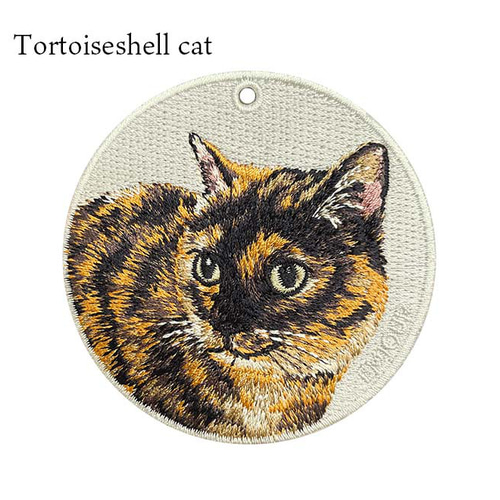 キーホルダー 猫 刺繍 ネコ チャーム ペット 動物 茶トラ しろ