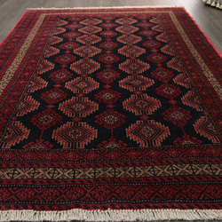部族の伝統モチーフが特徴的なオリジナルトルクメン　オールド手織り絨毯　ヴィンテージラグ　127x177cm　＃57 10枚目の画像
