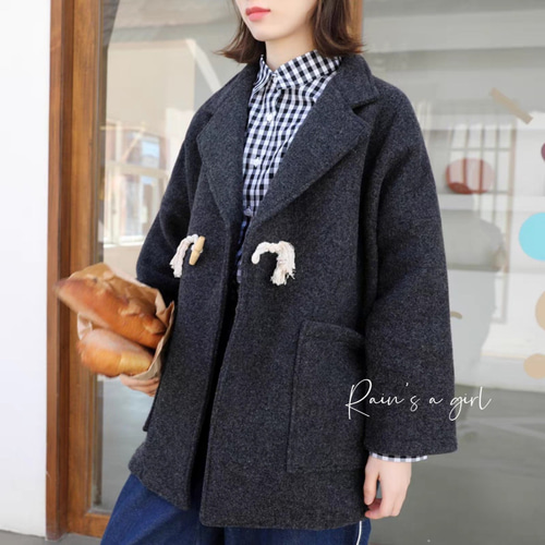 Kate Spade ドット柄ウールコート 大きなドット柄☆ウールのコート♪】木製の牛角ボタン＊カワイイ