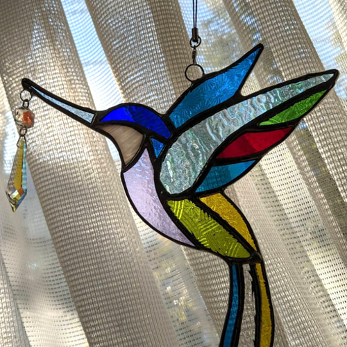 ハチドリのステンドグラスA サンキャッチャー あがりふじ 通販