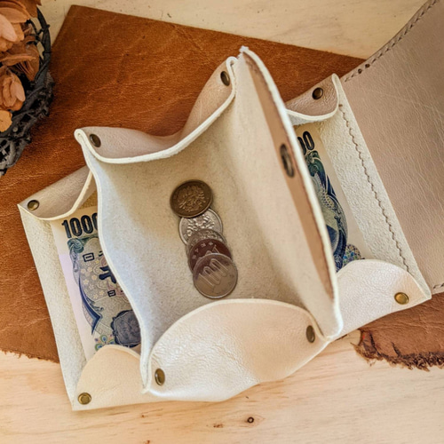 ベージュゴールド×バンビハラコ ＊お札を折らずに入れられる  