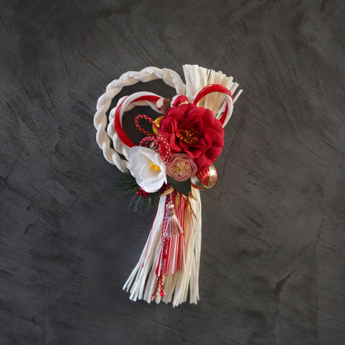 お正月2024】お正月飾り 紅白椿・二重叶結び 松梅 和玉 水引 しめ縄