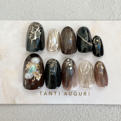 チョコブラウン ネイルチップ ブラウンニュアンス ネイルチップ（つけ爪） mi-ko☆nail 通販