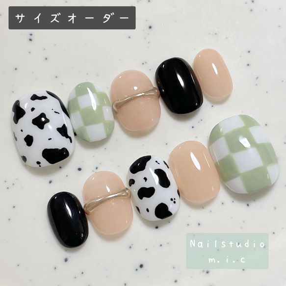 ネイルチップ サイズオーダー 韓国 ポップ ぷっくり ミラー ゴールド  