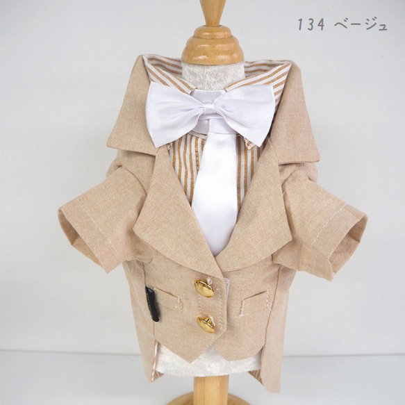 タキシード フォーマル スーツ トップス ネクタイ・蝶ネクタイ付き 犬服 猫服 ペットDD125 DD132 DD134 9枚目の画像