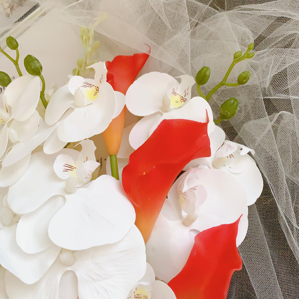 受注制作 １名様限定 No.183 クラッチブーケ 結婚式 ウエディング 和装 和婚 紅白ウエディングブーケ 2枚目の画像