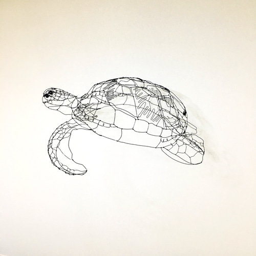 ワイヤーアート ワイヤークラフト 亀 ウミガメ 立体・オブジェ