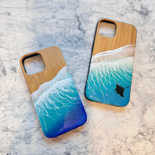 オーダー 海のスマホケース iPhoneケース レジンアート バンブー