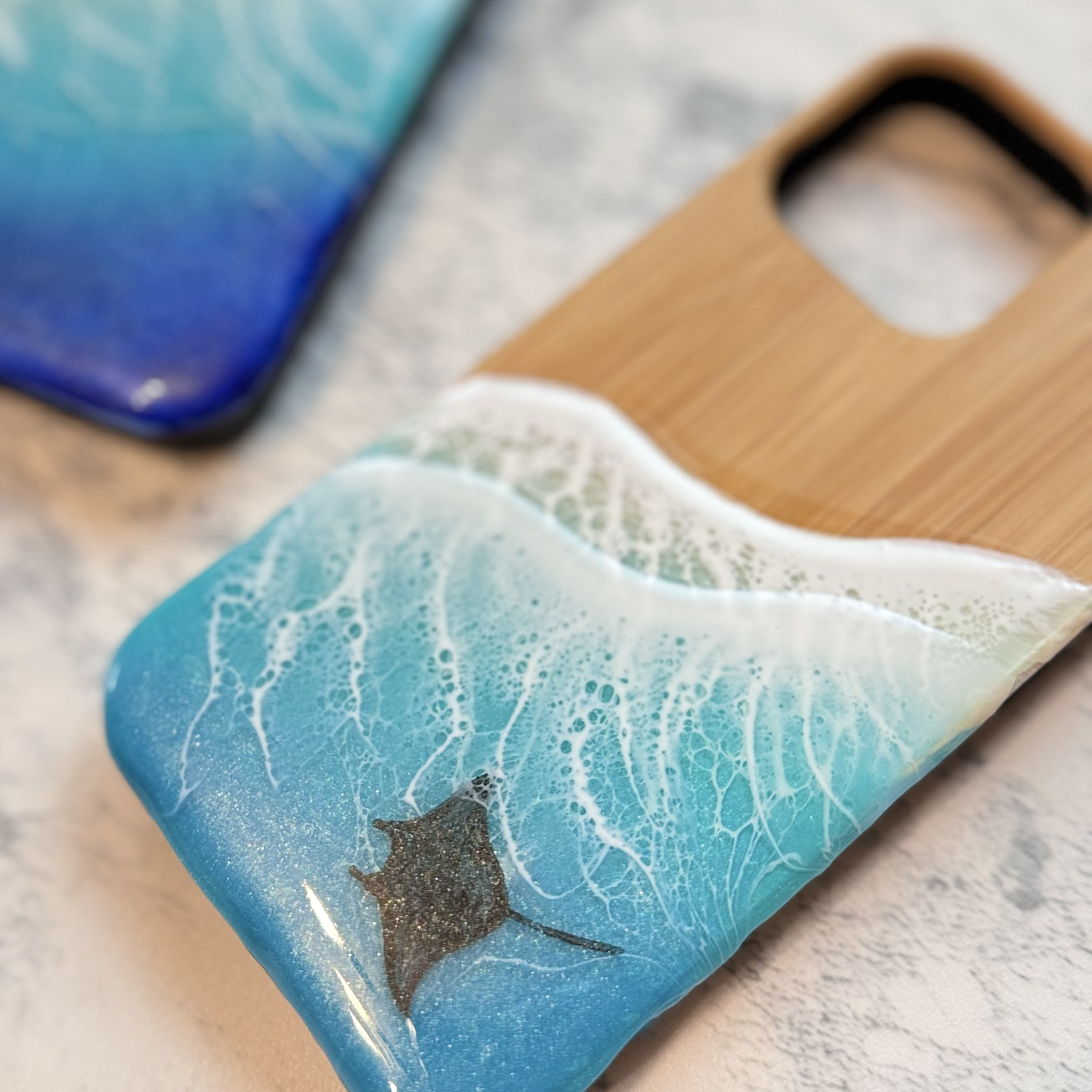 iPhoneケース レジンアート ハンドメイド オーダー可能 オーダー 海のスマホケース iPhoneケース レジンアート バンブー