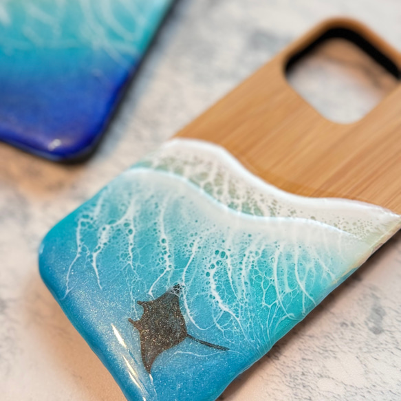オーダー 海のスマホケース iPhoneケース レジンアート バンブー