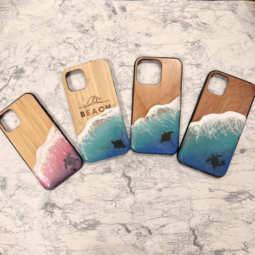 最安 オーダー 海のスマホケース バンブー レジンアート iPhoneケース iPhoneアクセサリー