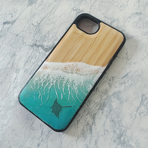 オーダー 海のスマホケース iPhoneケース レジンアート バンブー