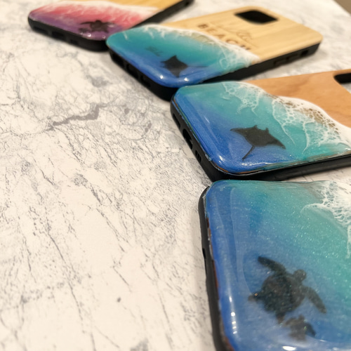 オーダー 海のスマホケース iPhoneケース レジンアート バンブー