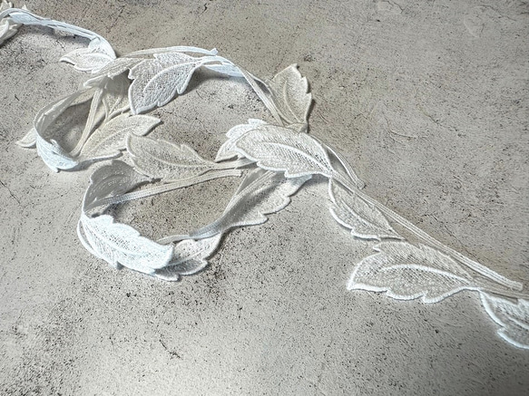 1m コットンケミカルレース リーフ柄 モチーフ 日本製 lace-No,174-1 5枚目の画像