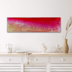 セール現品販売　即納　新色　壁掛けアートパネル 壁飾り ビーチ 90×25 桃色　pink 海 3枚目の画像