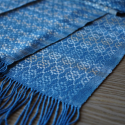 世界に1枚だけ！オーガニックコットン天然100%　手織り藍染めストール 6枚目の画像