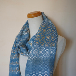 世界に1枚だけ！オーガニックコットン天然100%　手織り藍染めストール 5枚目の画像