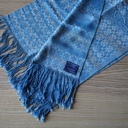 世界に1枚だけ！オーガニックコットン天然100%　手織り藍染めストール 1枚目の画像