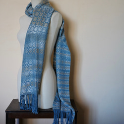 世界に1枚だけ！オーガニックコットン天然100%　手織り藍染めストール 3枚目の画像