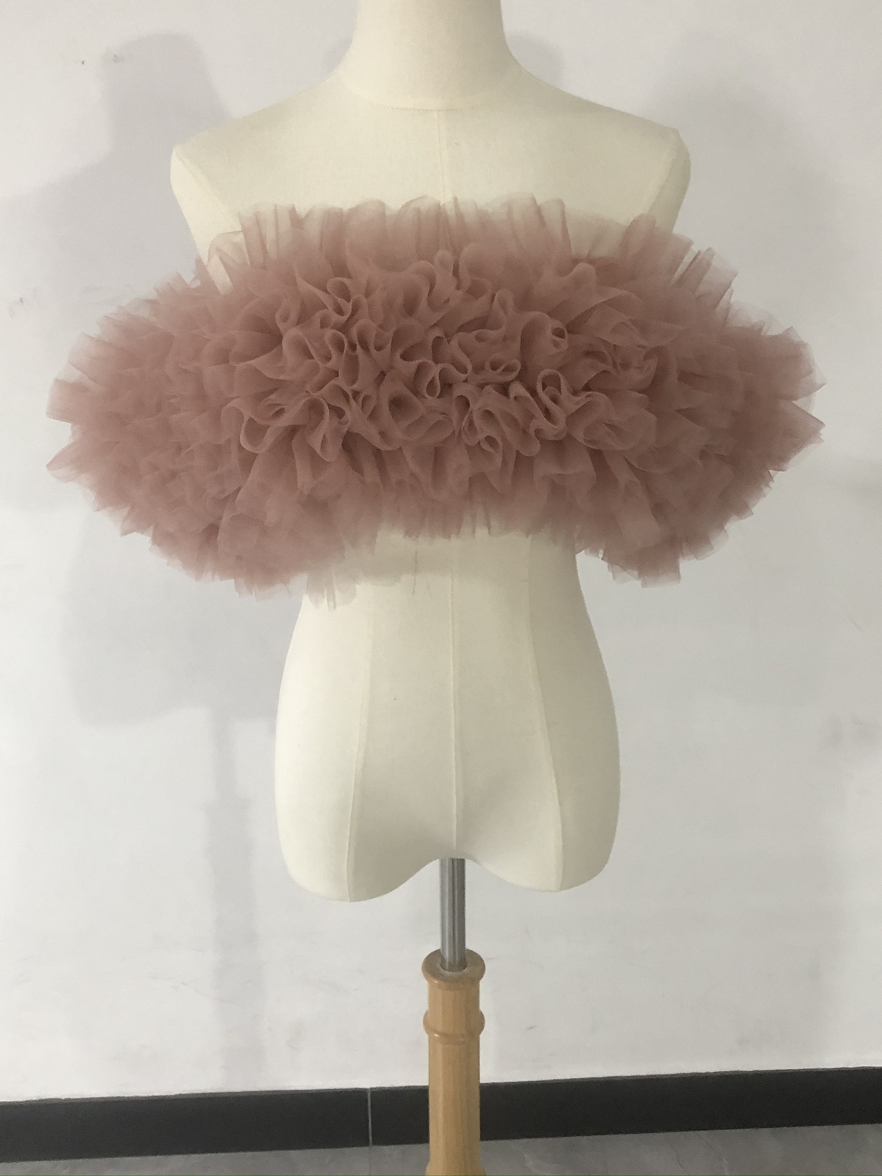 高品質！ オフショルダー くすみピンク ソフトチュール ウェディングドレス 可愛い