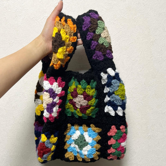 granny square tote bag(black4) 1枚目の画像