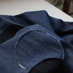 ＊初夏ＳＡＬＥ　角襟　ロング シャツ　ワンピース　パッチワーク　ぐるぐる刺繍　羽織　ゆったり　甘織デニムF61 4枚目の画像