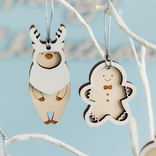 クリスマス⌇オーナメント, 木製「White Christmas」／サンタクロース