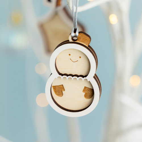 クリスマス⌇オーナメント, 木製「White Christmas」／サンタクロース