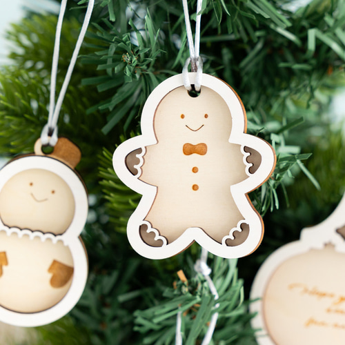 クリスマス⌇オーナメント, 木製「White Christmas」／サンタクロース