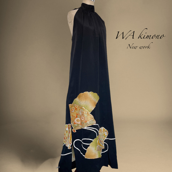 留袖 ホルターワンピース 着物リメイク パーティーワンピ 和柄 演奏会  