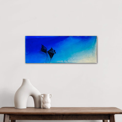 新作　壁掛けアートパネル マンタの海　オニイトマキエイ　ペア　ブルーシー　水中　70×30 9枚目の画像