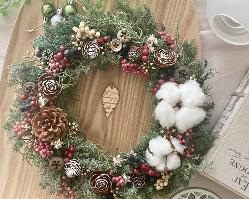 クリスマスフラワーリース♡白銀のクリスマスリース クリスマスリース】期間限定品ホワイト・アーテフィシャル