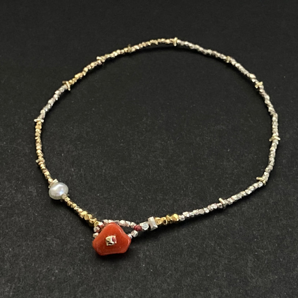 カレンシルバーと赤い珊瑚のブレスレット ブレスレット franny 通販