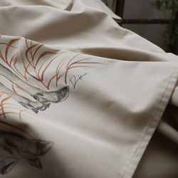夏準備ＳＡＬＥ　手描き和画衣　贅沢 一枚布　ワンピース　鹿図　シカ　縁起　日本画　和装　ゆったり　F77A 4枚目の画像