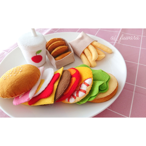 フェルトのハンバーガーセット♡フェルトおままごと おもちゃ