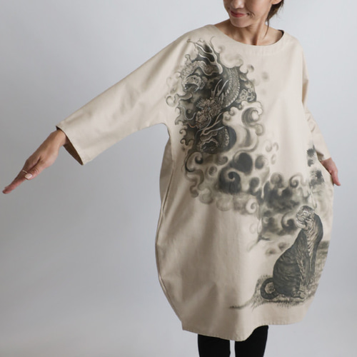 6月末まで夏SALE 手描き 和画衣 贅沢 一枚布 ワンピース