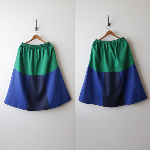 ＊最終ＳＡＬＥ　７６cm　愉快なスカート　パッチワーク　ギャザー　スカート コットンmixサテン　Y79A 3枚目の画像