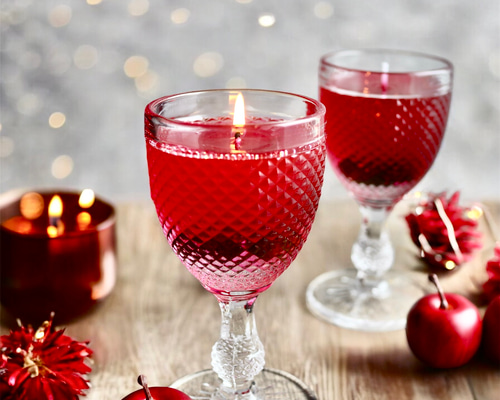 赤のサングリア グラスキャンドル クリスマス バレンタイン ジェル